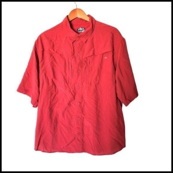 HABIT Men Kestrel Creek Solar‎ Factor UPF 30 Short Sleeve XL Red Hiking - Picture 1 of 8